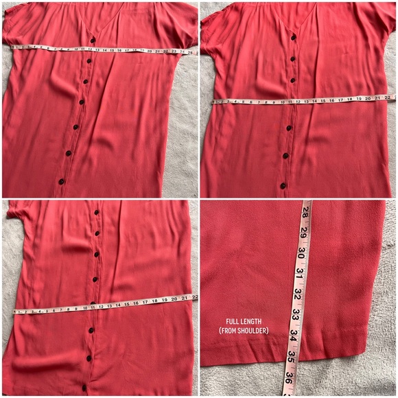 Madewell Button-Front Crepe Shift Easy Dress Rose Pink Small Sz S - Picture 12 of 12